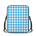 Azure Blue And White Gingham Print Rectangular Crossbody Bag