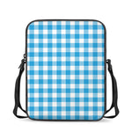 Azure Blue And White Gingham Print Rectangular Crossbody Bag