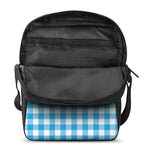 Azure Blue And White Gingham Print Rectangular Crossbody Bag