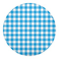 Azure Blue And White Gingham Print Round Blanket