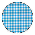 Azure Blue And White Gingham Print Round Floor Mat