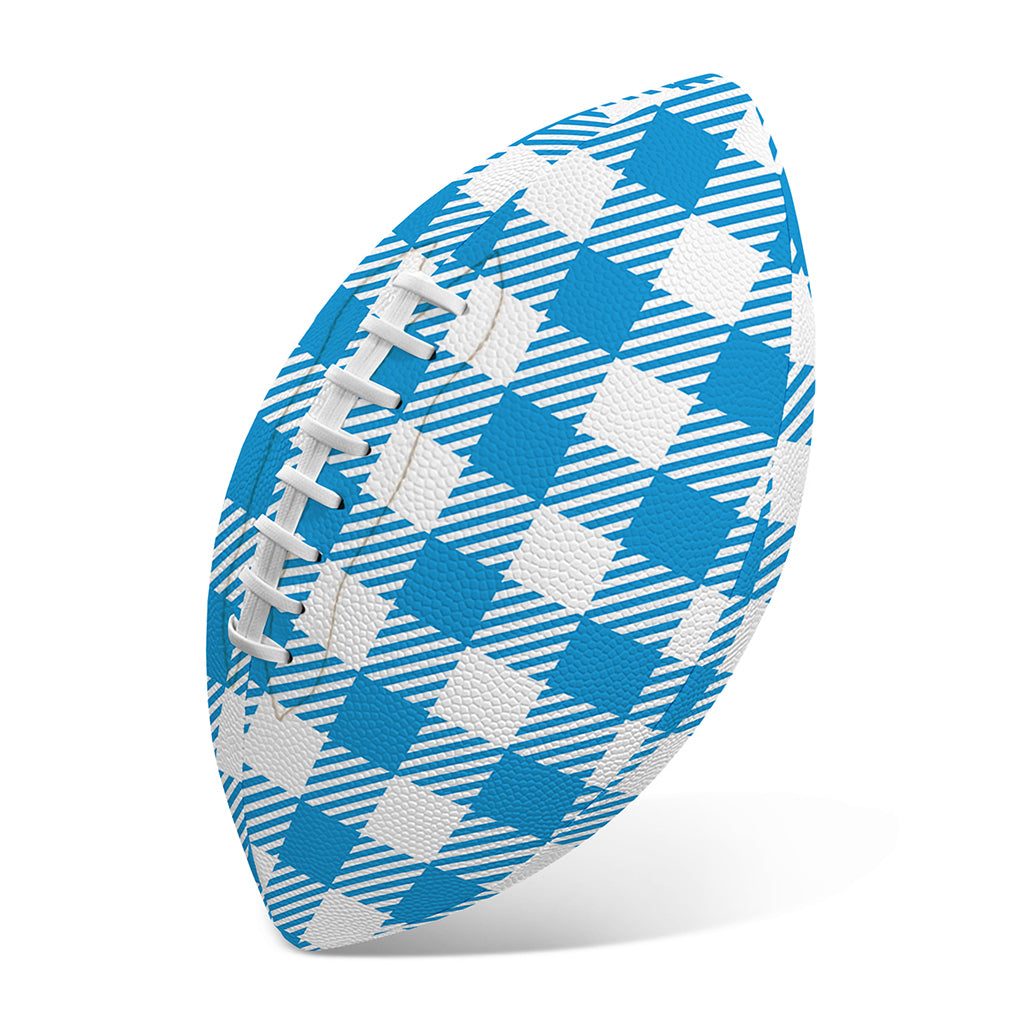 Azure Blue And White Gingham Print Rugby Ball