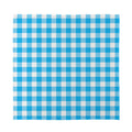 Azure Blue And White Gingham Print Silk Bandana