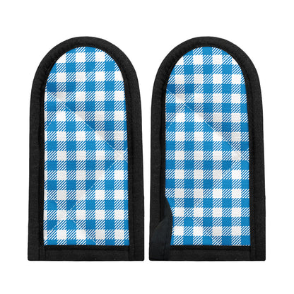 Azure Blue And White Gingham Print Skillet Handle Cover