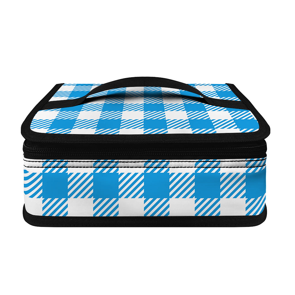 Azure Blue And White Gingham Print Small Lunch Bag