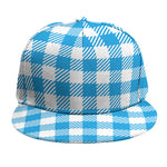 Azure Blue And White Gingham Print Snapback Cap