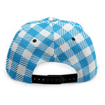 Azure Blue And White Gingham Print Snapback Cap