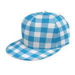 Azure Blue And White Gingham Print Snapback Cap