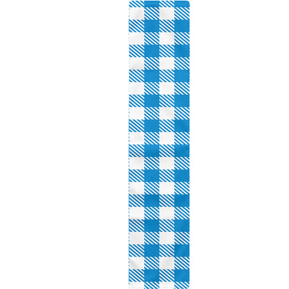 Azure Blue And White Gingham Print Table Runner