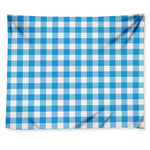 Azure Blue And White Gingham Print Tapestry