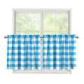 Azure Blue And White Gingham Print Tier Curtains