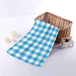 Azure Blue And White Gingham Print Towel