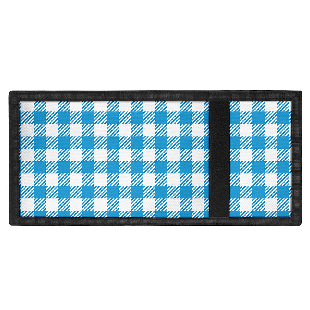Azure Blue And White Gingham Print Trifold Wallet