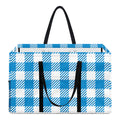 Azure Blue And White Gingham Print Utility Tote Bag