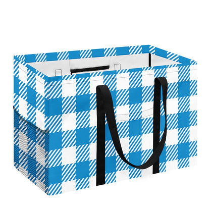 Azure Blue And White Gingham Print Utility Tote Bag
