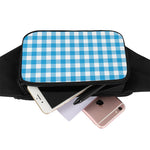 Azure Blue And White Gingham Print Waist Bag