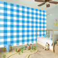Azure Blue And White Gingham Print Wall Sticker