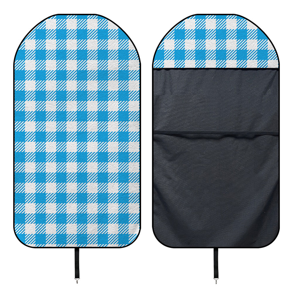 Azure Blue And White Gingham Print Waterproof Car Seat Cover