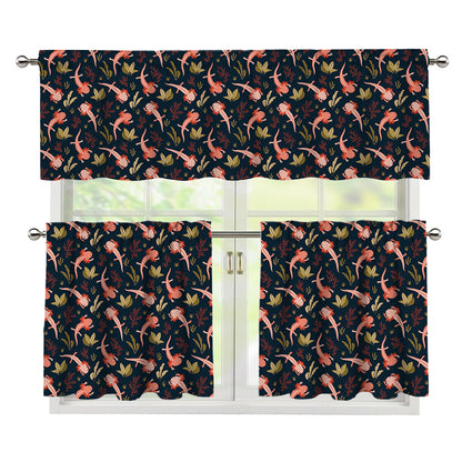 Baby Axolotl Pattern Print 3 Piece Kitchen Curtains
