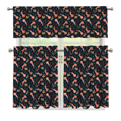 Baby Axolotl Pattern Print 3 Piece Kitchen Curtains