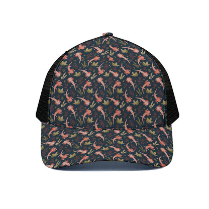 Baby Axolotl Pattern Print Black Mesh Trucker Cap