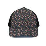 Baby Axolotl Pattern Print Black Mesh Trucker Cap