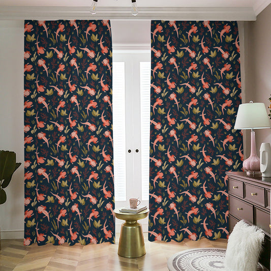 Baby Axolotl Pattern Print Blackout Pencil Pleat Curtains