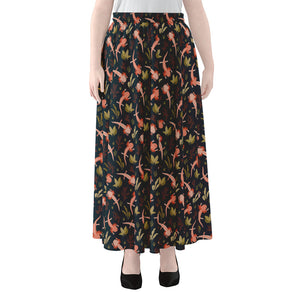 Baby Axolotl Pattern Print Chiffon Maxi Skirt