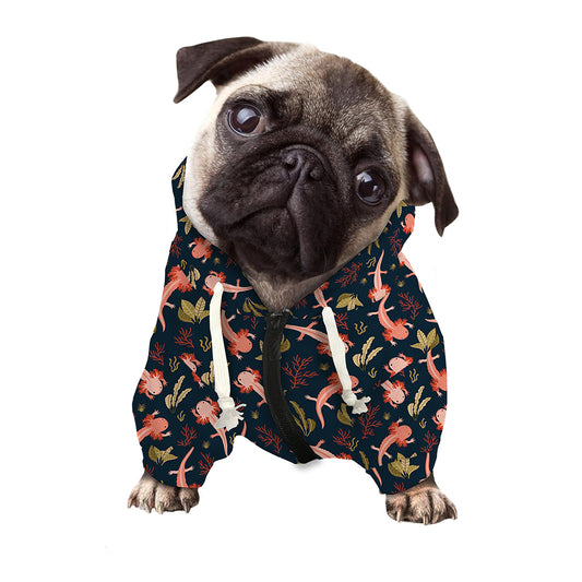 Baby Axolotl Pattern Print Dog Zip Up Hoodie