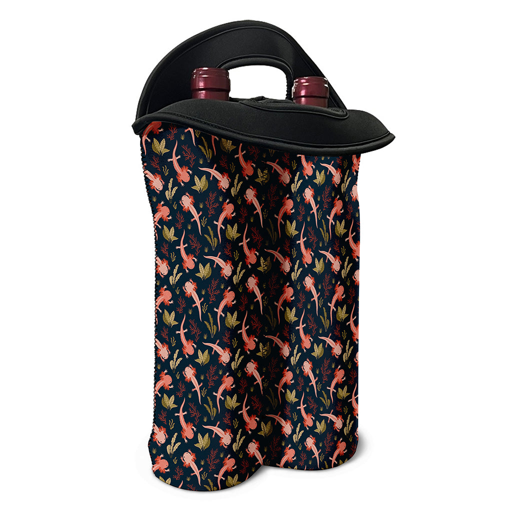 Baby Axolotl Pattern Print Double Neoprene Wine Tote