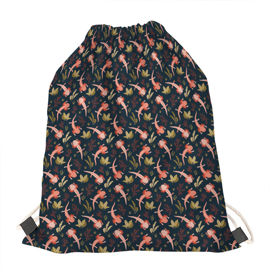 Baby Axolotl Pattern Print Drawstring Bag