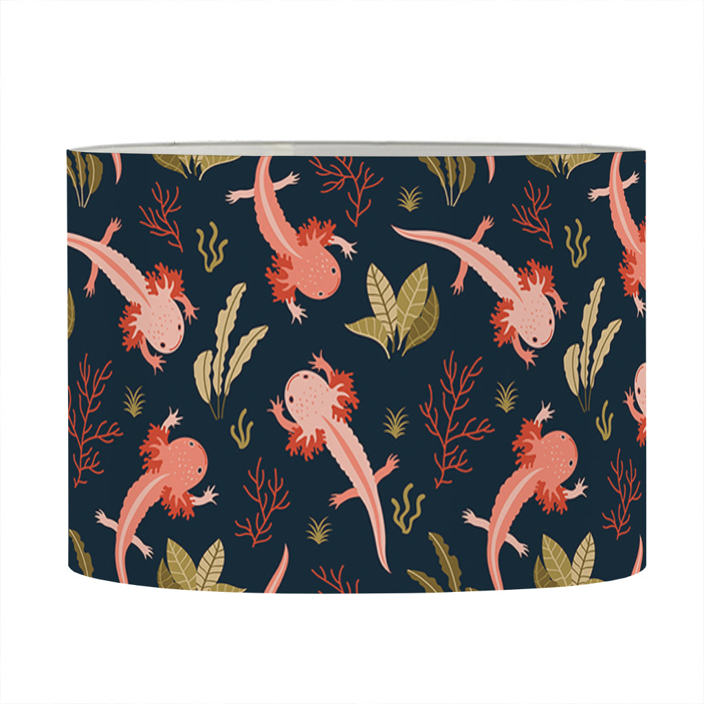 Baby Axolotl Pattern Print Drum Lamp Shade