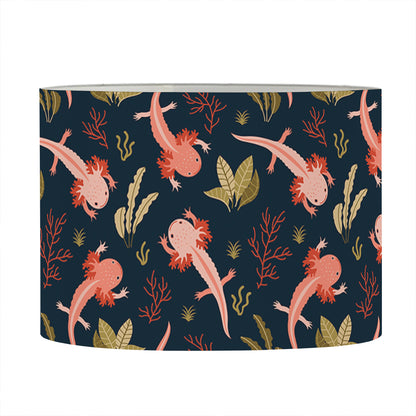 Baby Axolotl Pattern Print Drum Lamp Shade