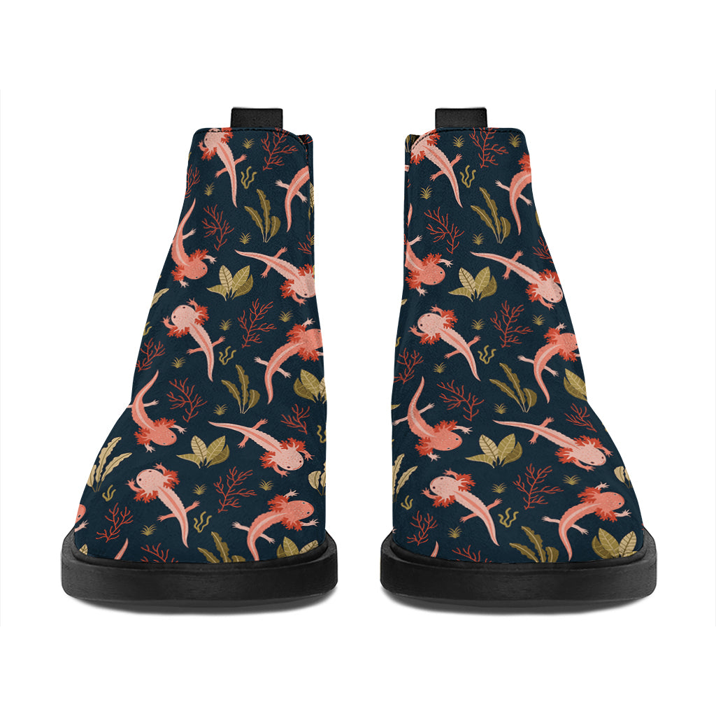 Baby Axolotl Pattern Print Flat Ankle Boots