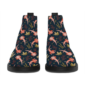 Baby Axolotl Pattern Print Flat Ankle Boots