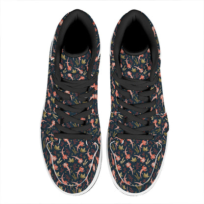 Baby Axolotl Pattern Print High Top Leather Sneakers