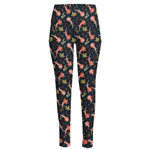 Baby Axolotl Pattern Print High-Waisted Pocket Leggings