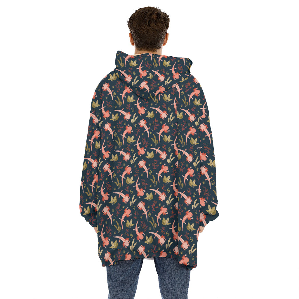 Baby Axolotl Pattern Print Hoodie Blanket