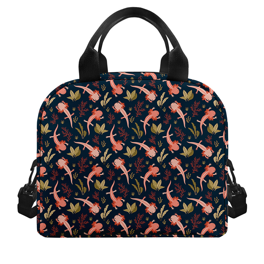 Baby Axolotl Pattern Print Insulated Lunch Bag
