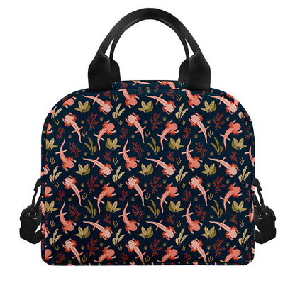 Baby Axolotl Pattern Print Insulated Lunch Bag
