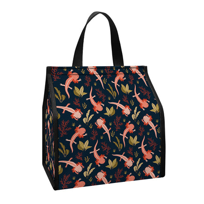 Baby Axolotl Pattern Print Insulated Lunch Tote