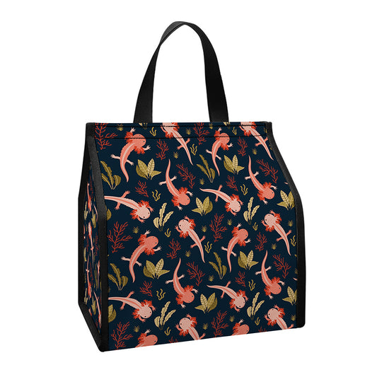 Baby Axolotl Pattern Print Insulated Lunch Tote