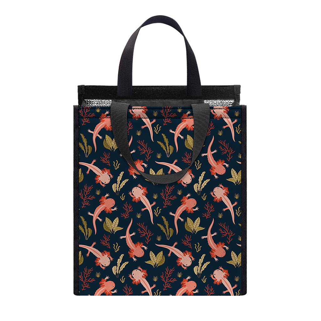 Baby Axolotl Pattern Print Insulated Lunch Tote