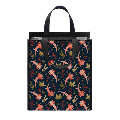 Baby Axolotl Pattern Print Insulated Lunch Tote