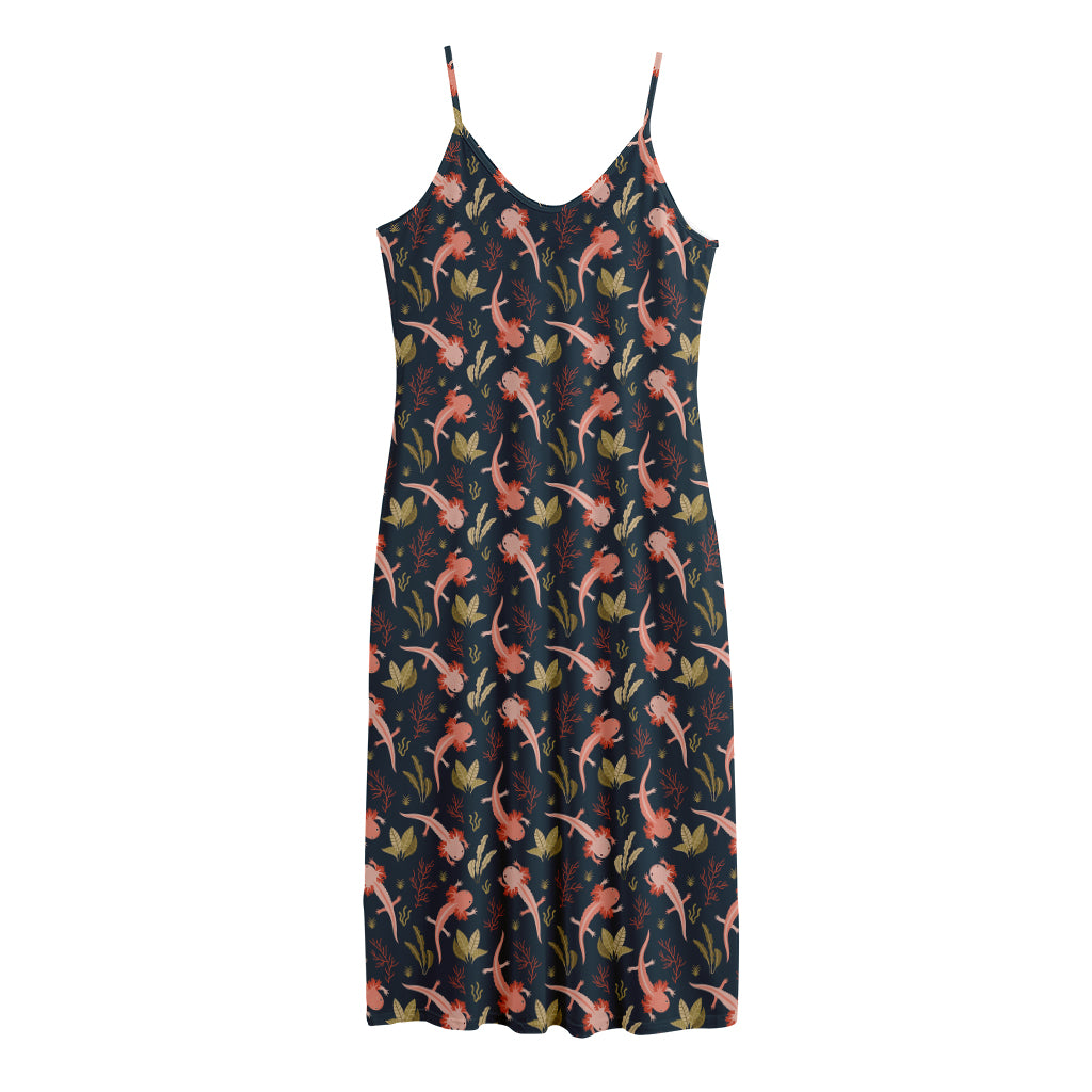 Baby Axolotl Pattern Print Jersey Midi Cami Dress