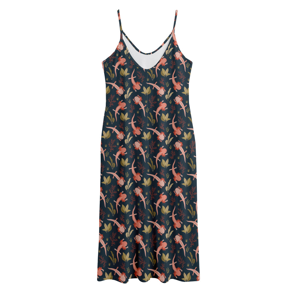 Baby Axolotl Pattern Print Jersey Midi Cami Dress