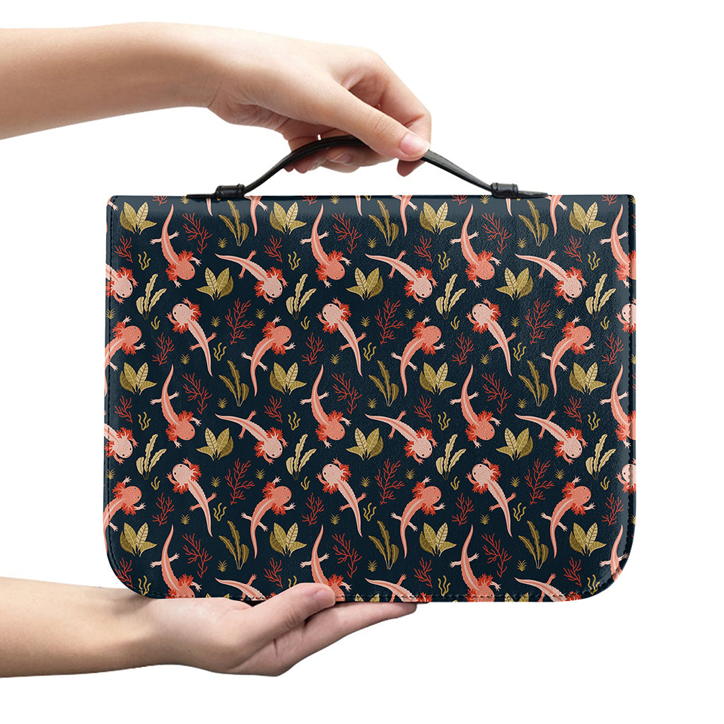 Baby Axolotl Pattern Print Leather Bible Cover