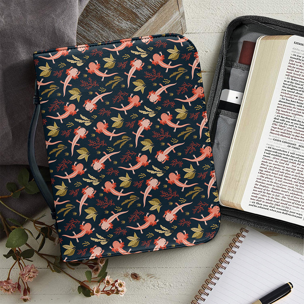 Baby Axolotl Pattern Print Leather Bible Cover
