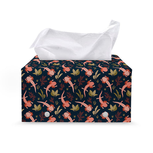 Baby Axolotl Pattern Print Leather Tissue Box Cover