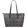 Baby Axolotl Pattern Print Leather Tote Bag With Zipper